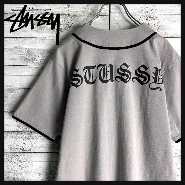 STUSSY - 7295【希少デザイン】ステューシー☆アーチロゴ ベースボールシャツ 入手困難の通販 by 古着屋しぇぼ｜ステューシーならラクマ