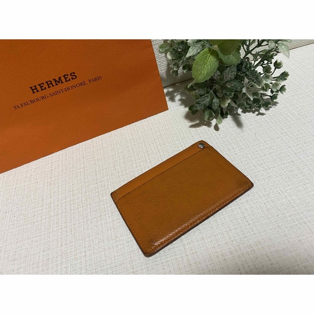 メンズHERMES エルメス　セリエ　カードケース　定期入れ名刺入れ　オレンジ