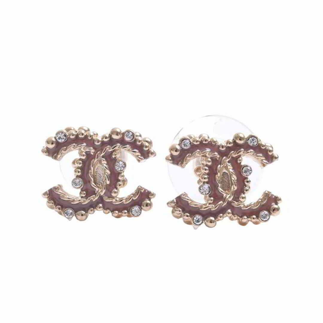 中古】 CHANEL シャネル ラインストーン ココマーク ピアス ゴールド