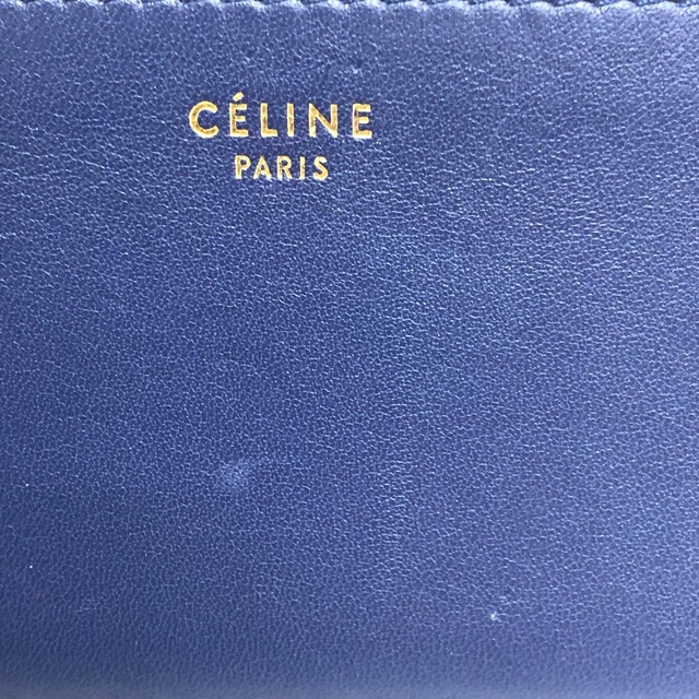 celine(セリーヌ)のセリーヌ CELINE パスケース 名刺入れ ロゴ カードケース レザー ブルー/ベージュ レディースのファッション小物(パスケース/IDカードホルダー)の商品写真