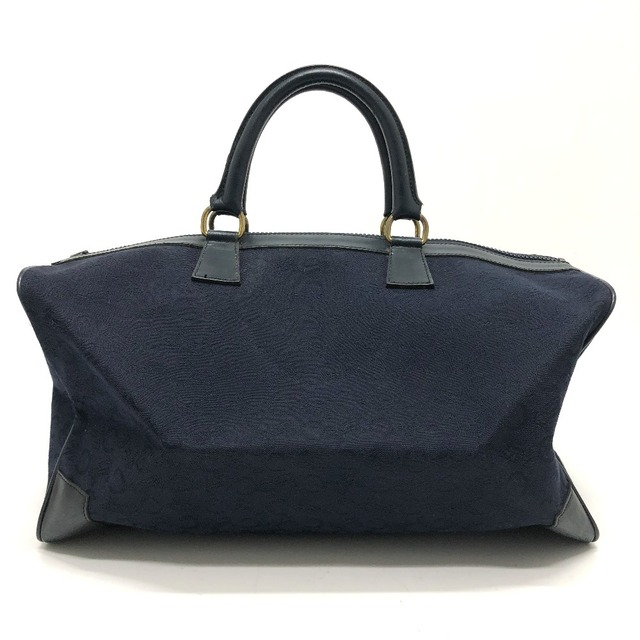 セリーヌ CELINE 馬車 ヴィンテージ Cマカダム ハンドバッグ ボストンバッグ キャンバス/レザー ネイビー