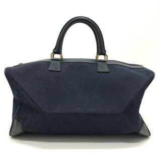 セリーヌ(celine)のセリーヌ CELINE 馬車 ヴィンテージ Cマカダム ハンドバッグ ボストンバッグ キャンバス/レザー ネイビー(ボストンバッグ)