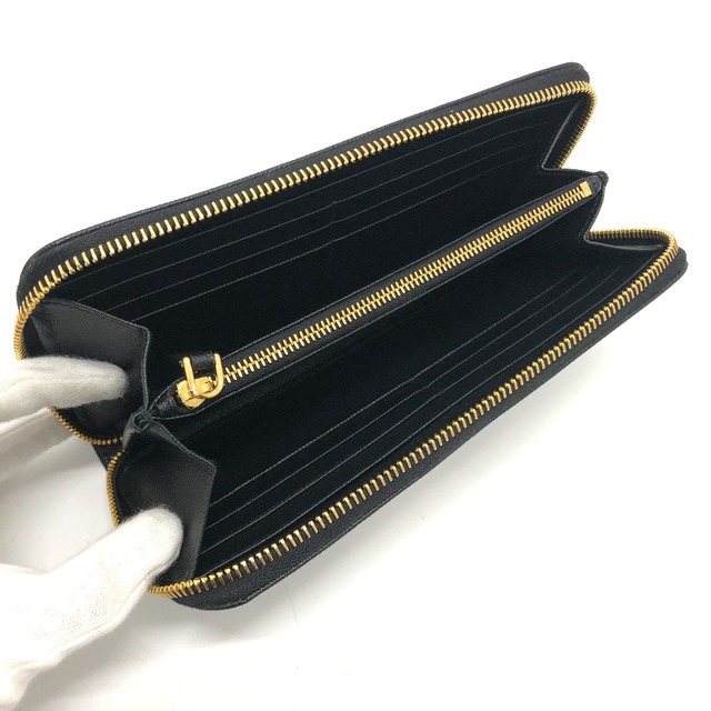 PRADA ラウンドファスナー長財布　BLACK×GOLD