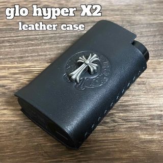 glo hyper x2 レザーケース　グロースリーブカバー　本革　黒(タバコグッズ)