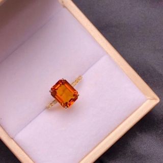 ⭐︎【天然】シトリン  リング k18 9.7x7.8x6.7mm(リング(指輪))