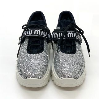 MIU MIU  ヒールロゴ フェルト 厚底 スニーカー