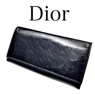 クリスチャンディオール(Christian Dior)のクリスチャン ディオール dior トロッター 二つ折り 長財布 ブラック(財布)