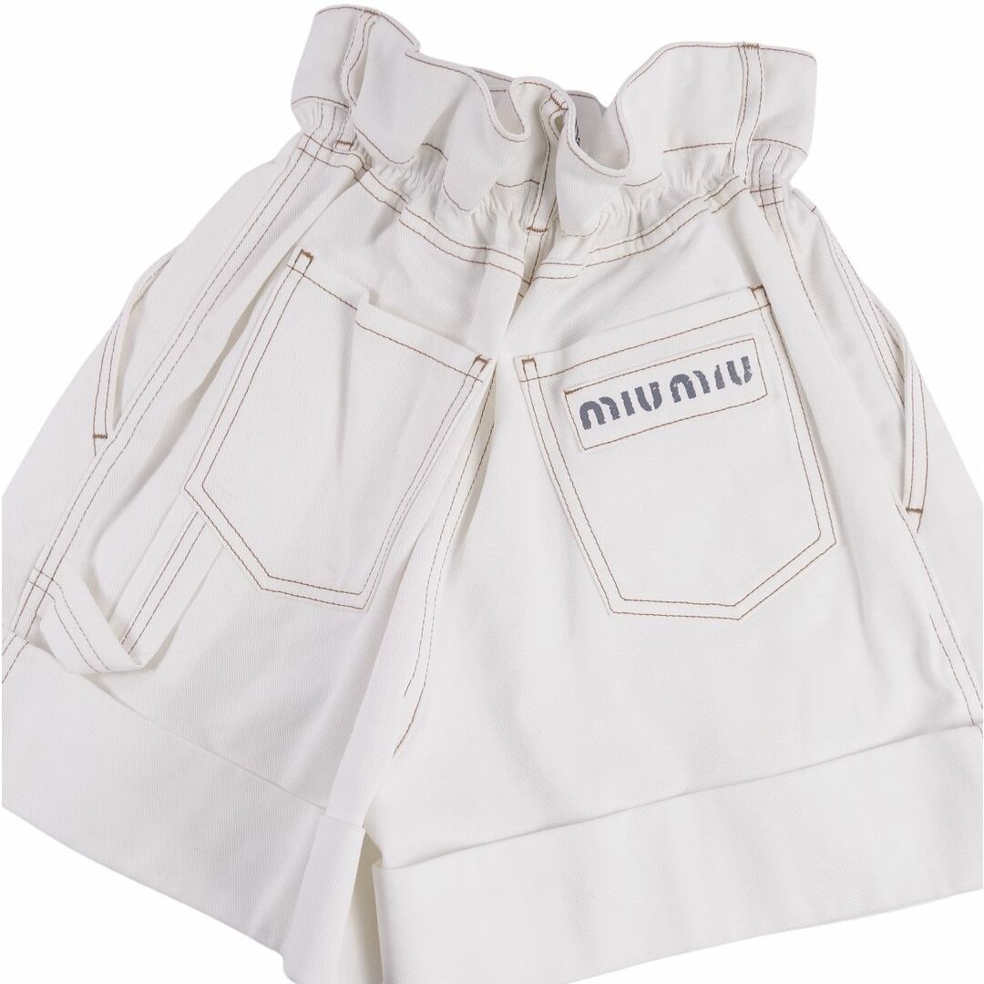 極美品 ミュウミュウ miumiu パンツ ショートパンツ 2020 コットン ボトムス レディース 36(S相当) ホワイト