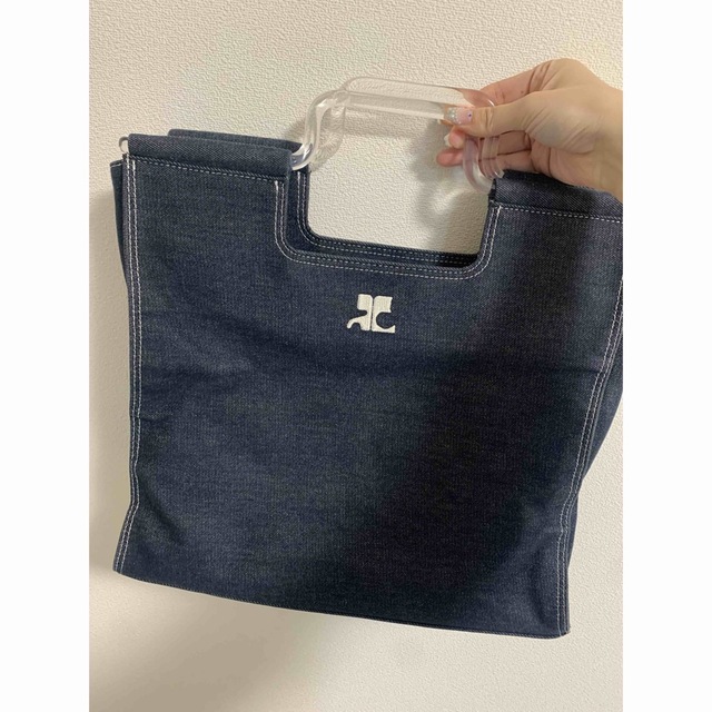 Courreges クレージュ レザー ステッチ トートバッグ