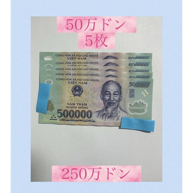 ベトナムドン50万ドン紙幣5枚