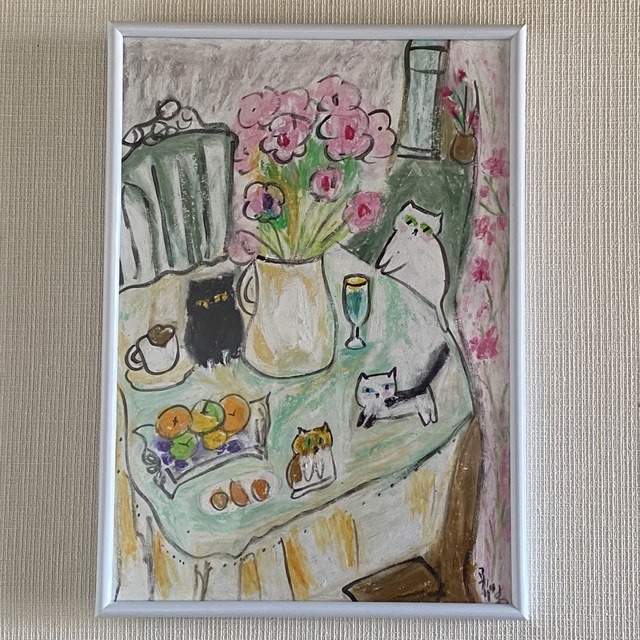 絵画 。手描き【部屋に漂う桜の香り】 - 絵画/タペストリー