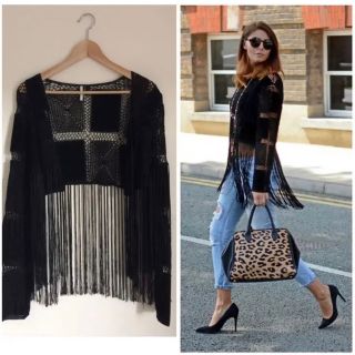 トップショップ(TOPSHOP)のTopshop スエード鍵あみデザインジャケット asos Zara (ノーカラージャケット)