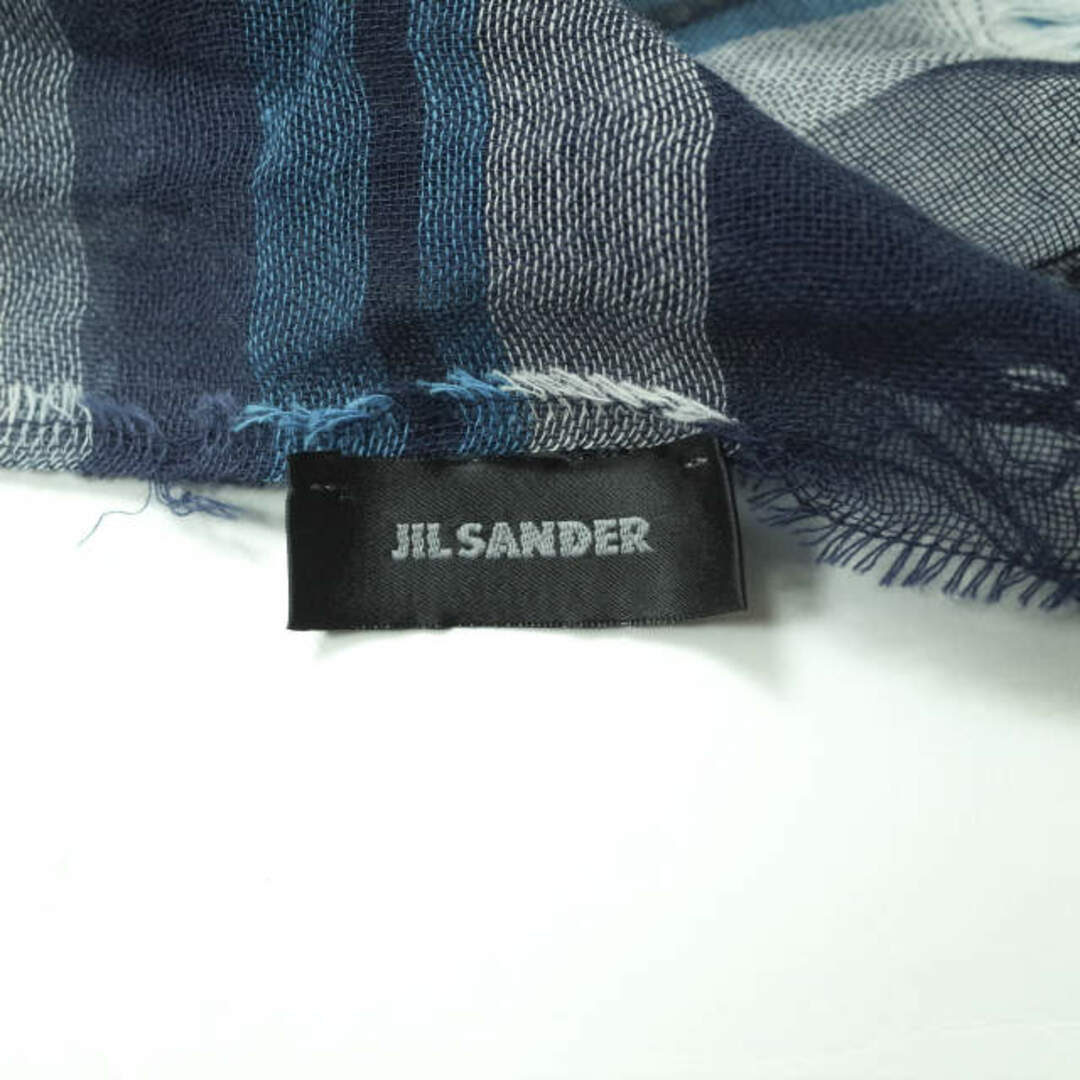 JIL SANDER ジルサンダー コットンシルク 大判チェックストール ネイビー【JIL SANDER】