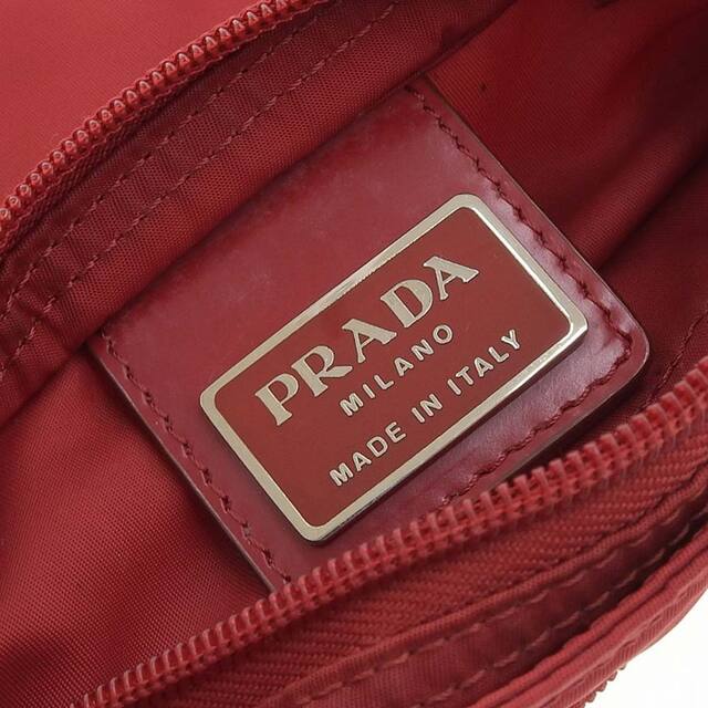 【本物保証】 保付 超美品 プラダ PRADA ショルダーバッグ ナイロン 赤 チェリー B7372 軽い 使いやすい