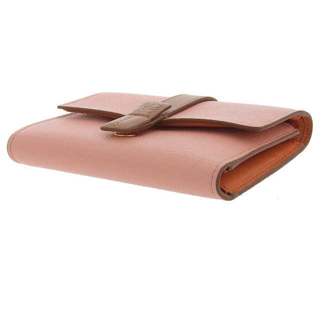 【本物保証】 超美品 ロエベ LOEWE バーティカルウォレット スモール 三つ折り財布 レザー ピンク