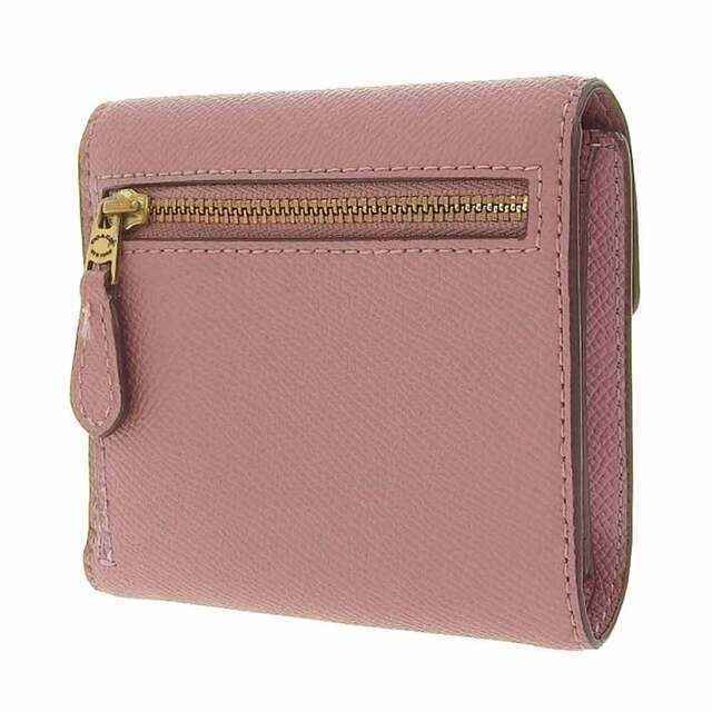 【本物保証】 超美品 コーチ COACH 三つ折り財布 レザー ピンク系 58298 ロゴ