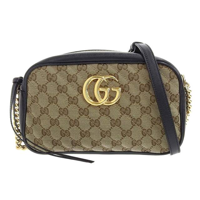 【本物保証】 超美品 グッチ GUCCI GGマーモント キルティング ショルダーバッグ GGキャンバス ベージュ×ブラック 447632 213317 ロゴ | フリマアプリ ラクマ