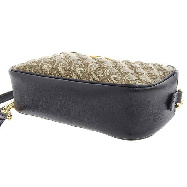 【本物保証】 超美品 グッチ GUCCI GGマーモント キルティング ショルダーバッグ GGキャンバス ベージュ×ブラック 447632 213317 ロゴ