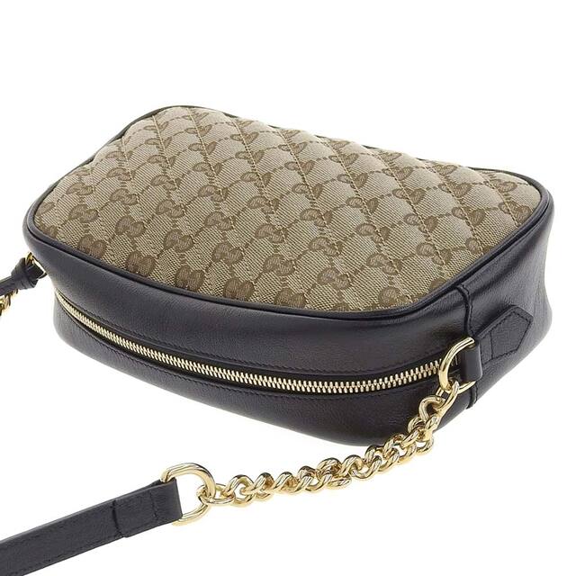 【本物保証】 超美品 グッチ GUCCI GGマーモント キルティング ショルダーバッグ GGキャンバス ベージュ×ブラック 447632 213317 ロゴ