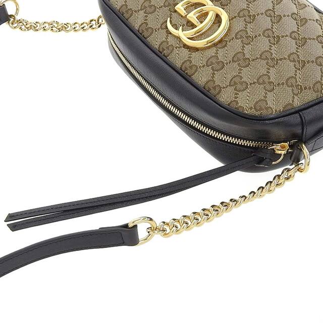 【本物保証】 超美品 グッチ GUCCI GGマーモント キルティング ショルダーバッグ GGキャンバス ベージュ×ブラック 447632 213317 ロゴ