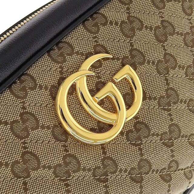 【本物保証】 超美品 グッチ GUCCI GGマーモント キルティング ショルダーバッグ GGキャンバス ベージュ×ブラック 447632  213317 ロゴ