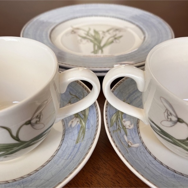 WEDGWOOD(ウェッジウッド)の【未使用美品】ウェッジウッド★スノードロップ★トリオ　ペア インテリア/住まい/日用品のキッチン/食器(食器)の商品写真