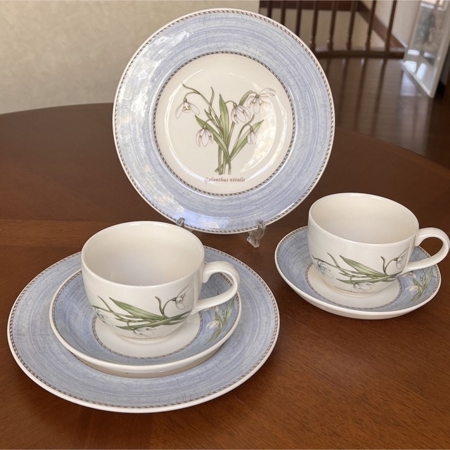 WEDGWOOD(ウェッジウッド)の【未使用美品】ウェッジウッド★スノードロップ★トリオ　ペア インテリア/住まい/日用品のキッチン/食器(食器)の商品写真