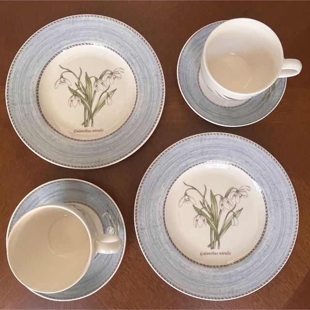 WEDGWOOD(ウェッジウッド)の【未使用美品】ウェッジウッド★スノードロップ★トリオ　ペア インテリア/住まい/日用品のキッチン/食器(食器)の商品写真