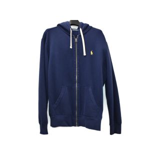 ラルフローレン(Ralph Lauren)の【シンプル☆中古品】RALPH LAUREN パーカー 　 ネイビー 表地：綿84％　ポリエステル16％　リブ部分：綿100%　フード裏：綿100% シンプルコーデ　秋コーデ　メンズ　レディース　ユニセックス　ワンポイント　ロゴ 【中古】松山久万ノ台(パーカー)