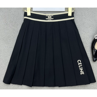 週末限定直輸入♪ セリーヌ 膝丈スカート プリーツスカート 台形 金