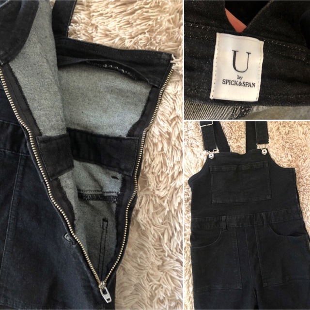 U by SPICK&SPAN(ユーバイスピックアンドスパン)のUby SPICK&SPAN タイトデニムオールインワン ブラック レディースのパンツ(サロペット/オーバーオール)の商品写真