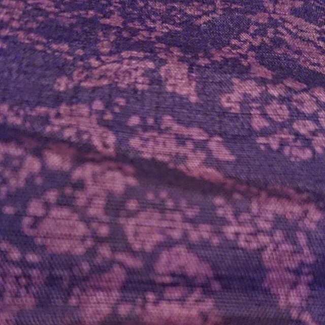 結城紬☆ダークな紫☆更紗と鳥