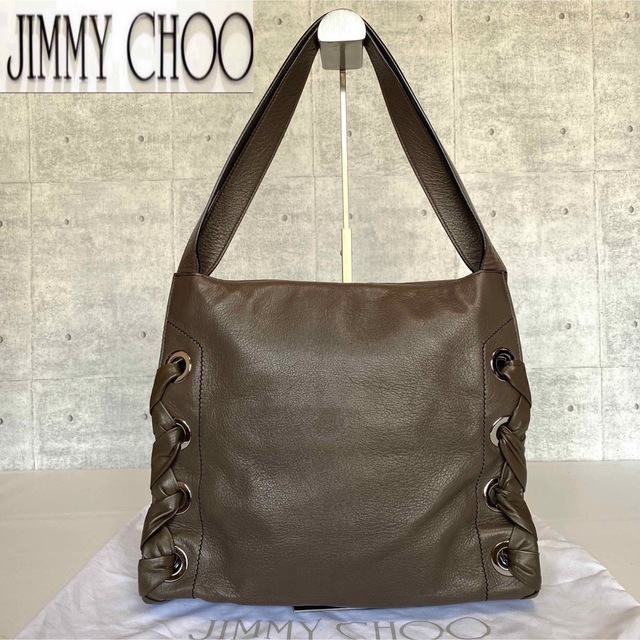 【美品】JIMMY CHOO RION ダークブラウン セミショルダーバッグ