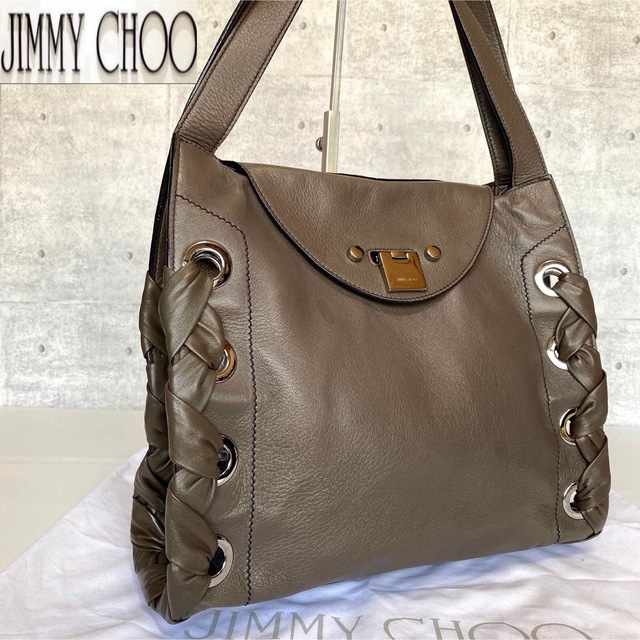 【美品】JIMMY CHOO RION ダークブラウン セミショルダーバッグ