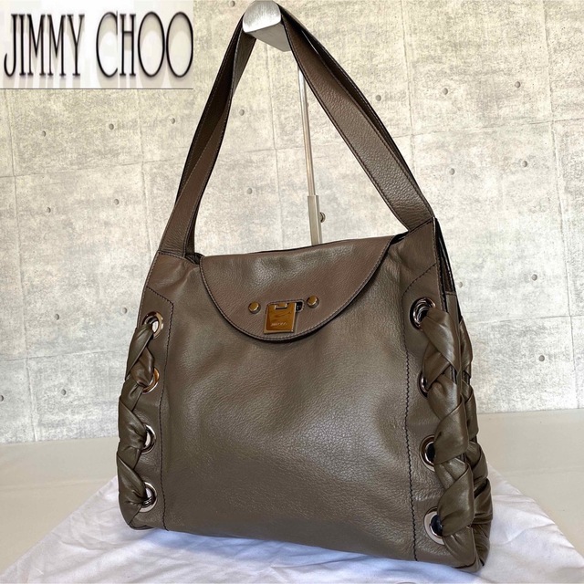 【美品】JIMMY CHOO RION ダークブラウン セミショルダーバッグ