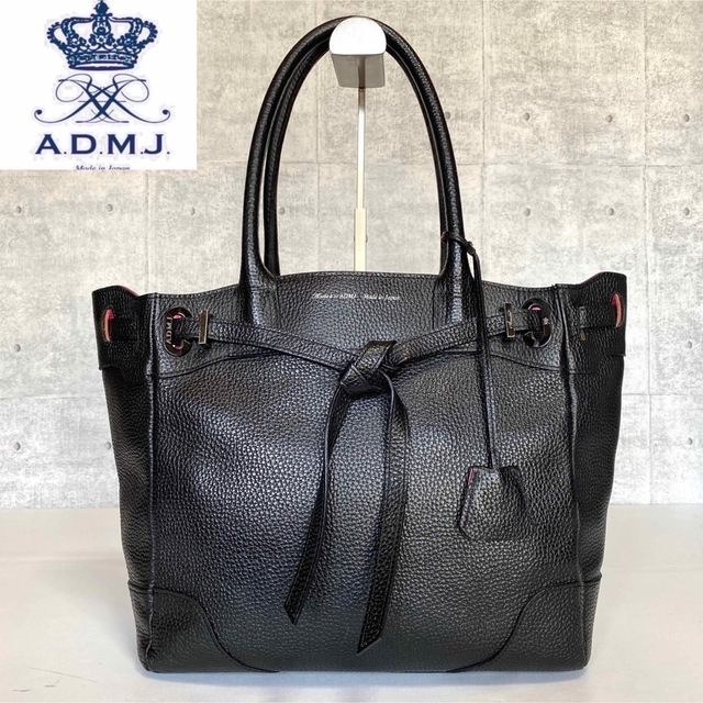極美品】A.D.M.J コンクルージョン シュリンク型 ブラック トートバッグ-