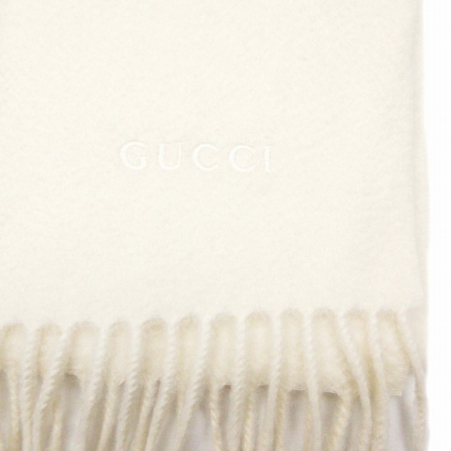 Gucci(グッチ)の美品 グッチ GUCCI カシミヤ100％ マフラー ロゴ 刺繍 ストール メンズのファッション小物(マフラー)の商品写真