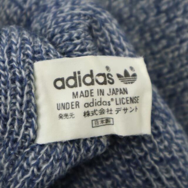 アディダス 90s デサント製 日本製 ウールブレンド ニット帽 ワッチ ブルー系 adidas ロゴ刺繍 メンズ 【中古】 【230320】