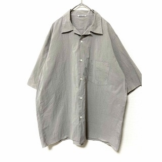 オーラリー　オープンカラー　半袖　tシャツ ワイドシルエット　メンズ　コットン