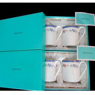 ティファニー(Tiffany & Co.)の未使用　ティファニー　金彩　マグカップ4個　フロールFlower TIFFANY(グラス/カップ)