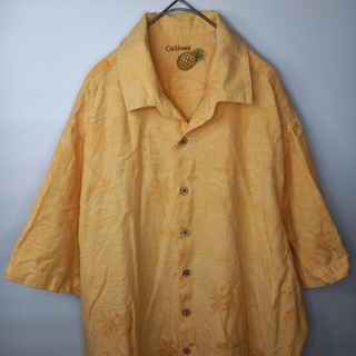 Caribbean　シルク　アロハシャツ　開襟　オーバーサイズ　刺繍　XL(シャツ)