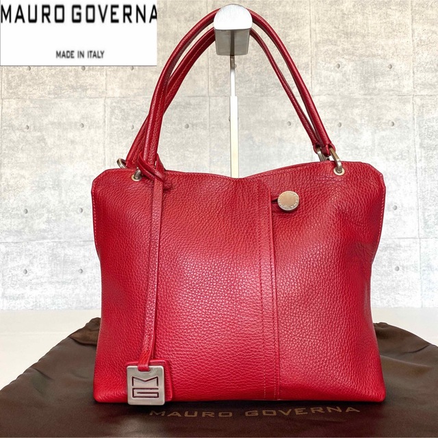 【美品】MAURO GOVERNA ネイビー トリヨンレザー リボントートバッグ