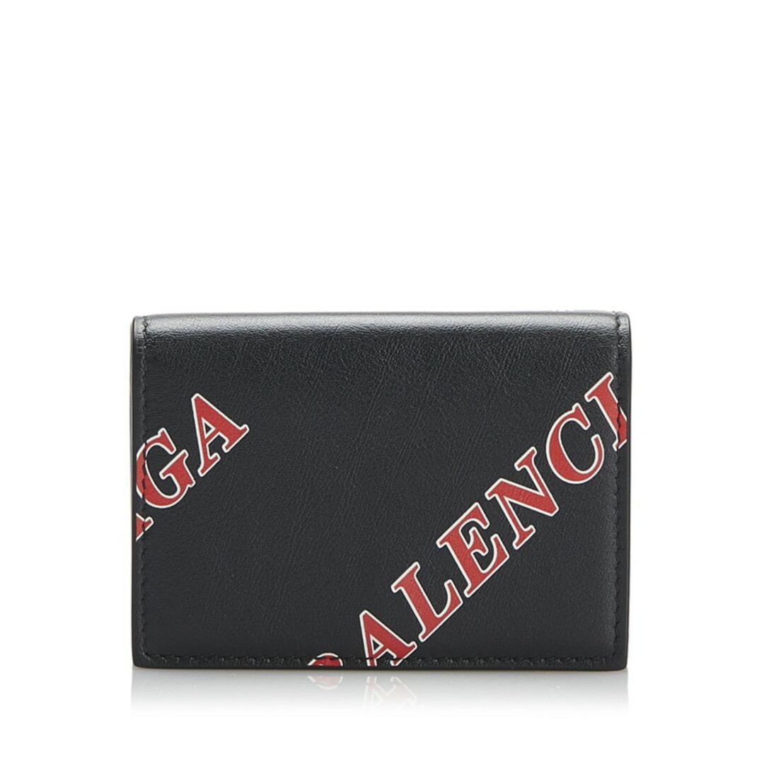 美品 バレンシアガ ロゴ 三つ折り財布 コンパクトウォレット 594312 レザー レディース BALENCIAGA 【1-0092407】