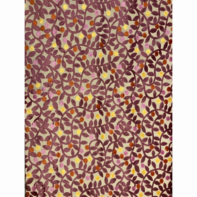 ジャガード織 ベロア生地　ボタニカル柄　ピンク(裏張り付) ハンドメイドの素材/材料(生地/糸)の商品写真