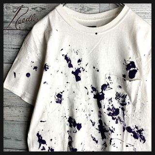 【美品　希少モデル】ニードルス☆パピヨン刺繍ロゴ入りペイントポケット半袖Tシャツ