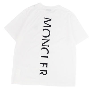 モンクレール(MONCLER)の美品 モンクレール MONCLER Tシャツ カットソー MAGLIA T-SHIRT 切替半袖Tシャツ バックロゴ トップス メンズ XL ホワイト(Tシャツ/カットソー(半袖/袖なし))