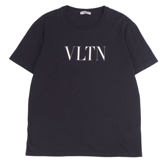 素材コットン100％美品 ヴァレンティノ VALENTINO Tシャツ カットソー 半袖 VLTNロゴ コットン トップス メンズ L ブラック