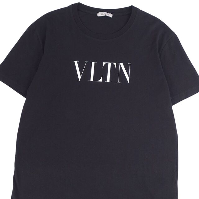 美品 ヴァレンティノ VALENTINO Tシャツ カットソー 半袖 VLTNロゴ コットン トップス メンズ L ブラック