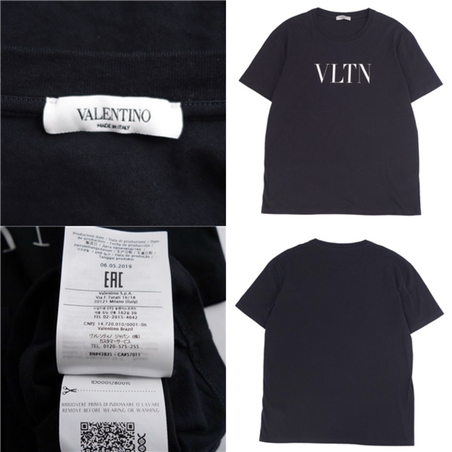 美品 ヴァレンティノ VALENTINO Tシャツ カットソー 半袖 VLTNロゴ コットン トップス メンズ L ブラック 4