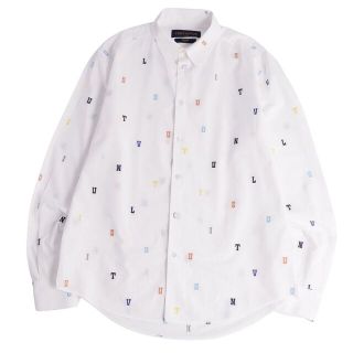 ルイヴィトン(LOUIS VUITTON)の美品 ルイヴィトン LOUIS VUITTON DNA シャツ ロングスリーブ 長袖 アルファベット 総柄 ロゴ トップス コットン メンズ イタリア製 L ホワイト(シャツ)